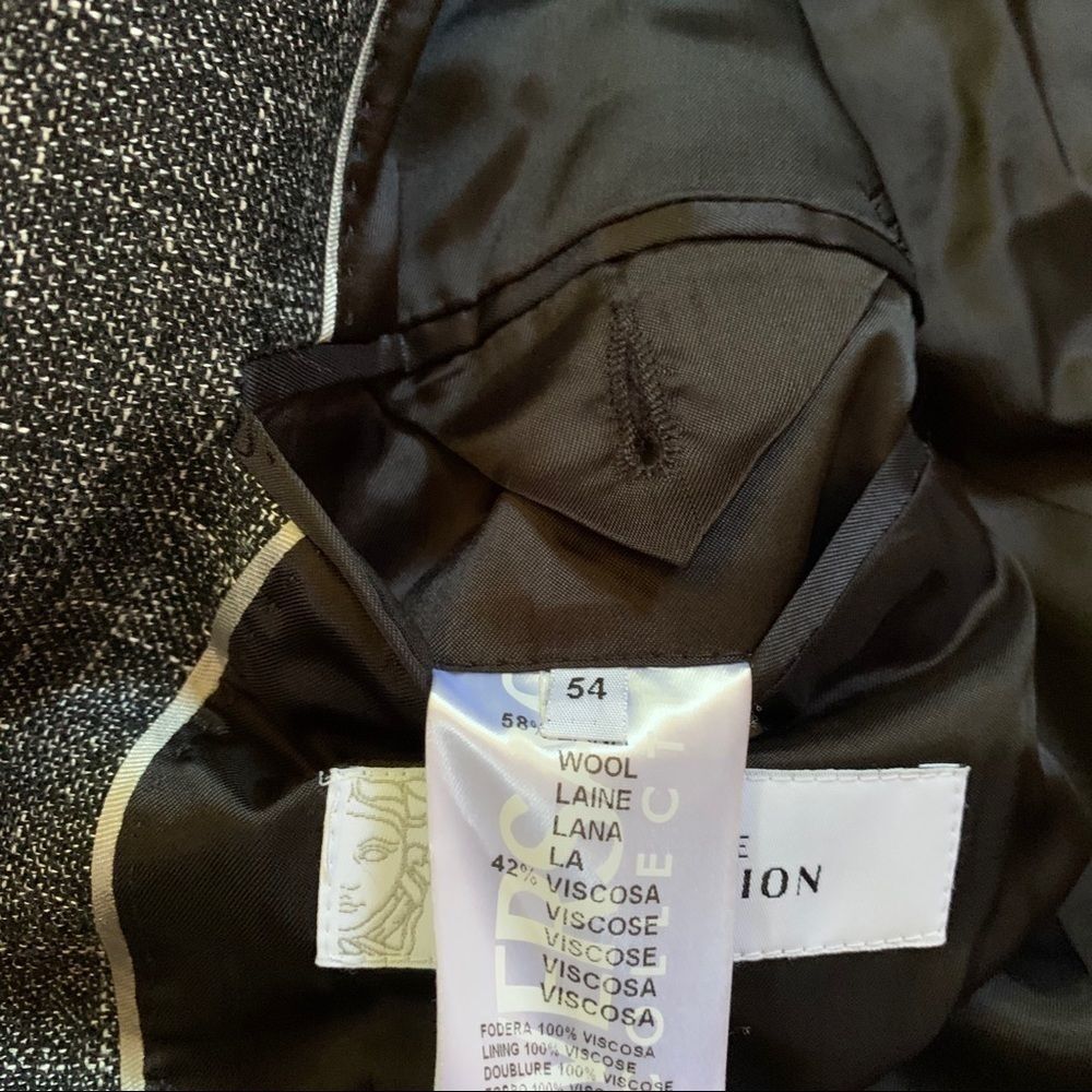 Versace Collection Heather Black Wool Blazer 44 - image 7